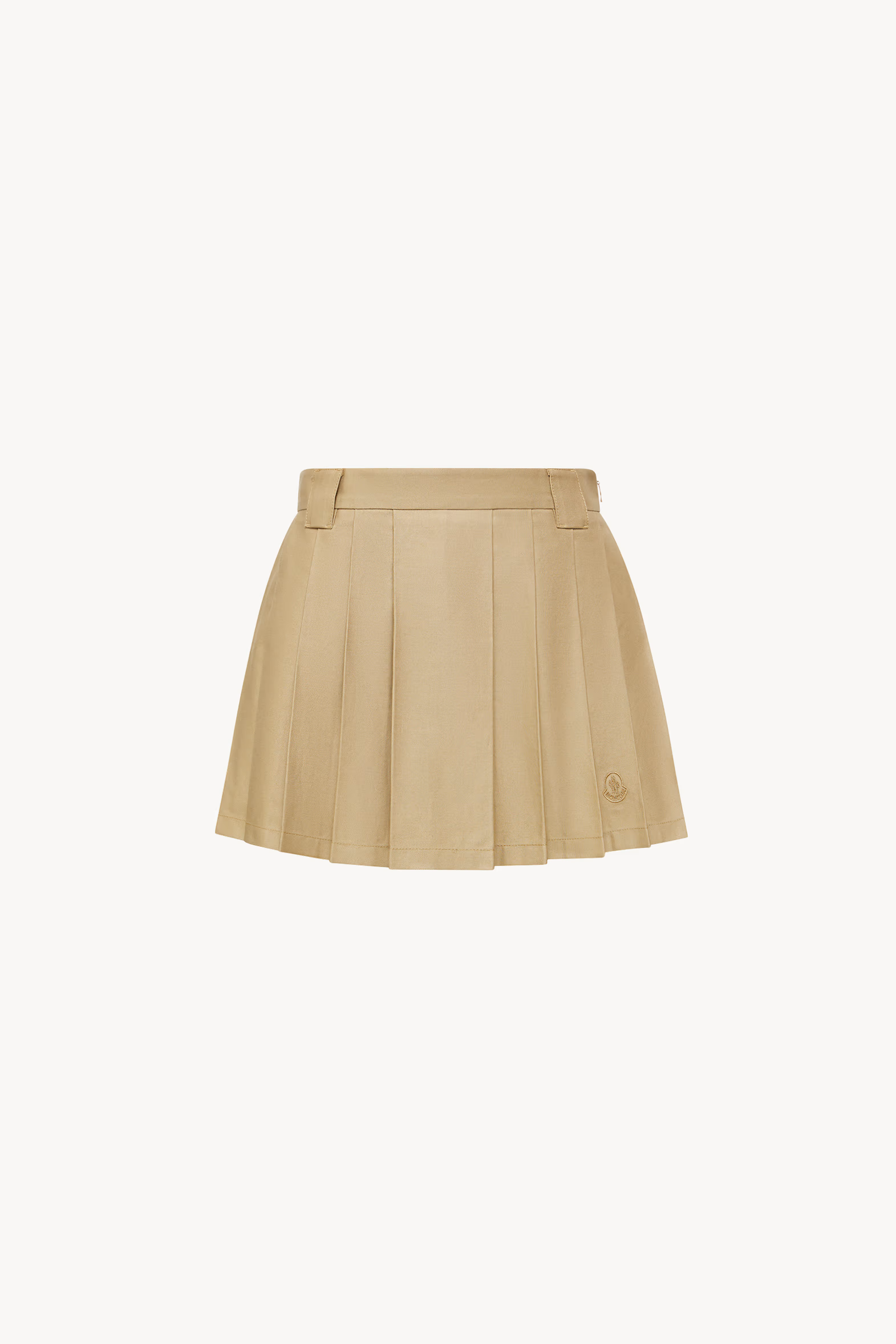 Pleated Cotton Blend Mini Skirt Women Beige Moncler 2